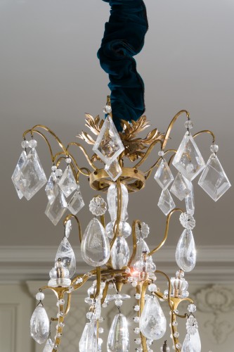 Lustre cage en bronze doré à huit bras de lumières - Galerie Pellat de Villedon