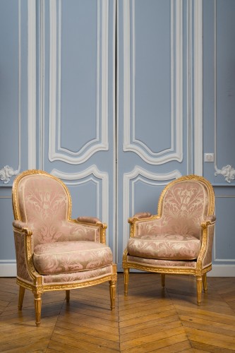 Paire de bergères Louis XVI, estampillée Antoine Gailliard - Sièges Style Louis XVI
