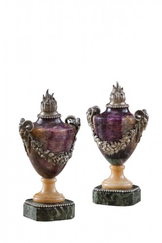 Paire de pots à feu en spath fluor