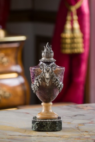 Paire de pots à feu en spath fluor - Objet de décoration Style Louis XVI