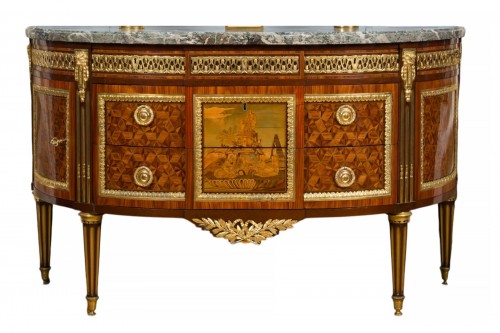 Commode demi-lune d'époque Louis XVI