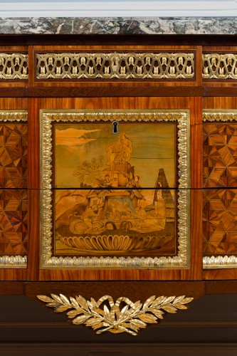 XVIIIe siècle - Commode demi-lune d'époque Louis XVI