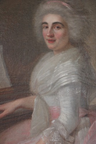 XVIIIe siècle - Portrait d'une pianiste, attribué à Jean-François Marie Bellier (1745-1836) 