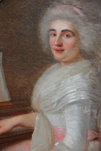 Tableaux et dessins Tableaux XVIIIe siècle - Portrait d'une pianiste, attribué à Jean-François Marie Bellier (1745-1836)