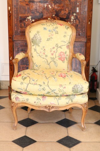 Paire de fauteuils Louis XV  estampillée J. Boucault - Sièges Style Louis XV