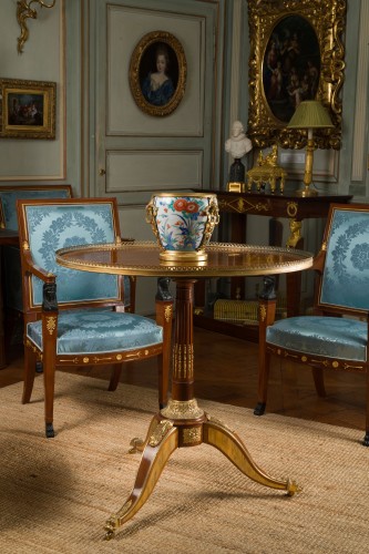 Guéridon en acajou estampillé Martin Carlin et JME - Mobilier Style Louis XVI