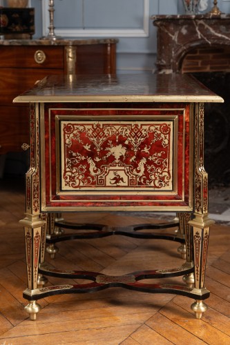 Antiquités - Bureau Mazarin en marqueterie Boulle