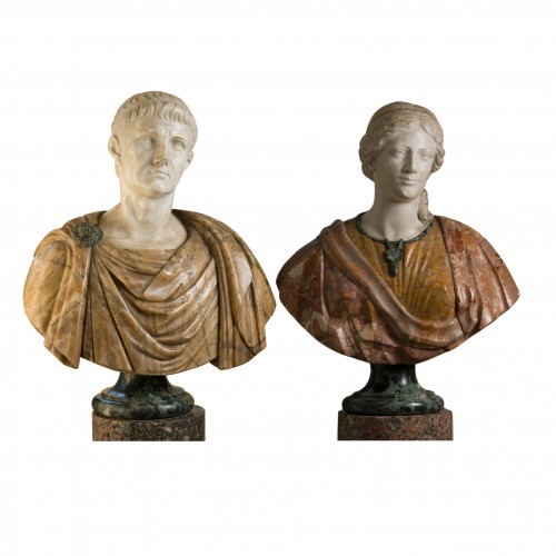Paire de bustes XVIIIe en marbre
