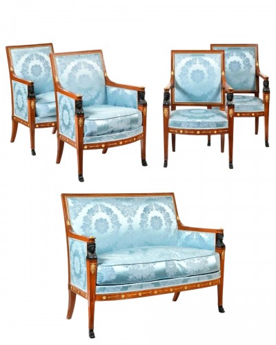 Suite de deux bergères, deux fauteuils et un canapé de Jean-Baptiste Demay