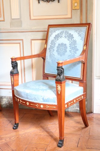 Suite de deux bergères, deux fauteuils et un canapé de Jean-Baptiste Demay - Directoire