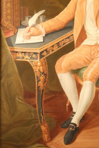 Tableaux et dessins Tableaux XVIIIe siècle - Portrait d'un ingénieur, signé Marchand 1777