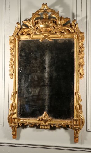 Gilded wood mirror, circa 1770 - Mirrors, Trumeau Style Louis XVI