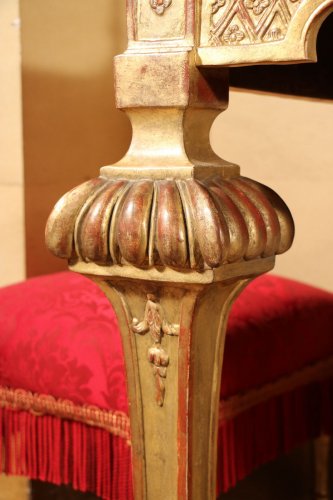 Louis XIV - Table console en bois doré et marbre, époque Louis XIV