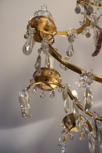 Lustre cage en bronze doré et cristal, vers 1750 - Galerie Pellat de Villedon