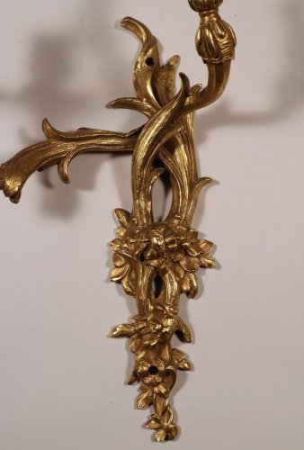 Luminaires Appliques - Paire d’appliques à deux branches en bronze doré