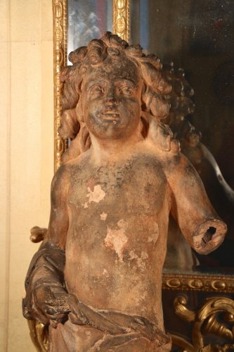 Paire de putti en terre cuite, XVIIe siècle Florence - Sculpture Style 