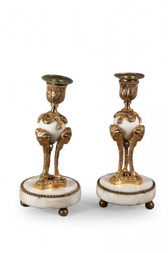 Pair of candlesticks with goat's head, Louis XVI period