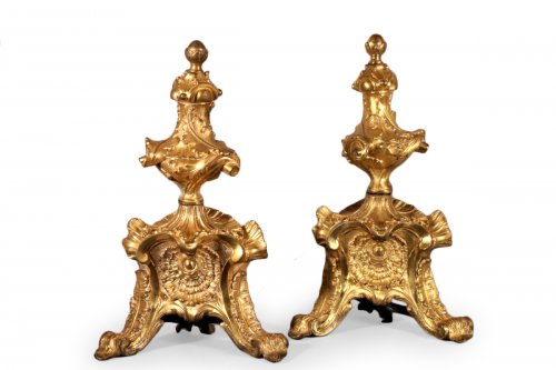 Pair of rocaille andirons circa 1730