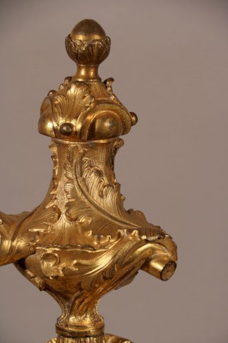 Pair of rocaille andirons circa 1730 - Louis XV