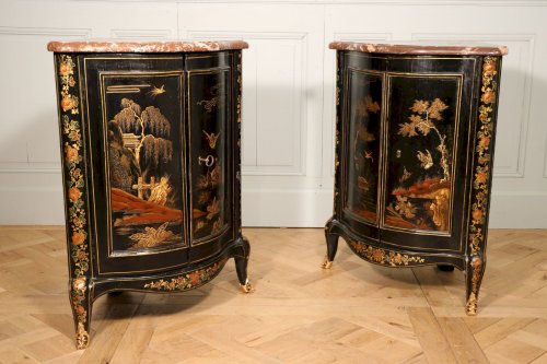 Paire d'encoignures en vernis Martin d'Antoine Mathieu Criaerd - Mobilier Style Louis XV