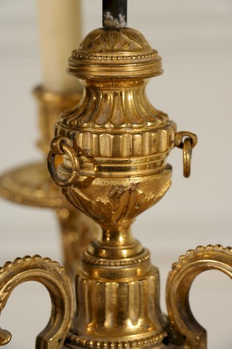 Paire de candélabres montés en bouillottes - Louis XVI