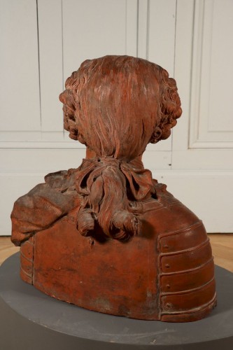 XIXe siècle - Buste du roi de France Louis XV, terre cuite