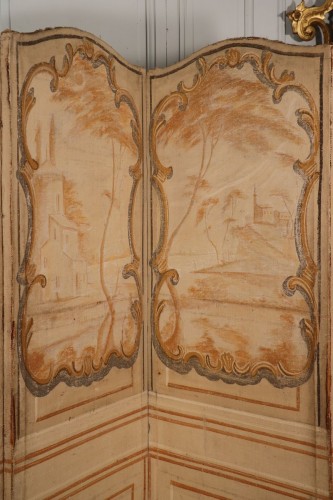  - Paravent à six feuilles en toile peinte, XVIIIe siècle