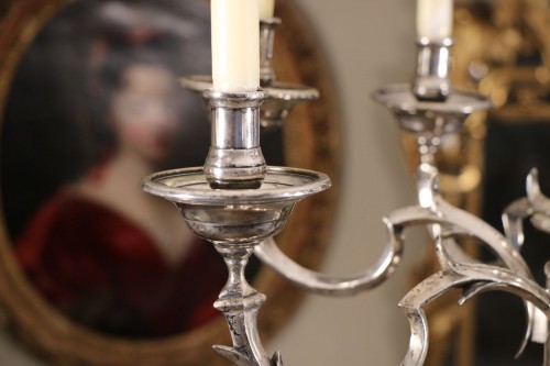 Luminaires Lustre - Lustre à huit branches en métal argenté, Allemagne (?) vers 1700