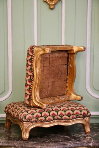 Paire de tabourets en bois doré - Sièges Style Louis XV