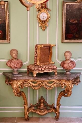 Paire de tabourets en bois doré - Galerie Pellat de Villedon