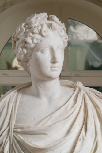 Sculpture Sculpture en Marbre - Buste d’Apollon en marbre blanc, XVIIIe siècle