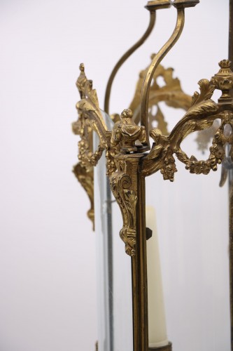 Lanterne d’alcôve en verre et en bronze doré - Luminaires Style Louis XVI