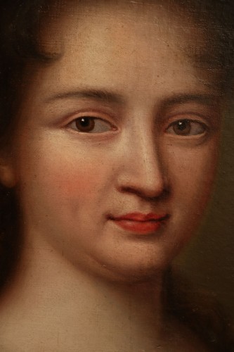 Deux portraits représentant deux jeunes femmes élégantes - J Guynier - 1692  - Louis XIV