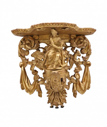 Console d’applique en bois doré d'époque Régence représentant l’allégorie de la Marine