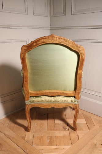 Ensemble de quatre fauteuils à la reine en bois doré estampillé Tilliard - Sièges Style Louis XV
