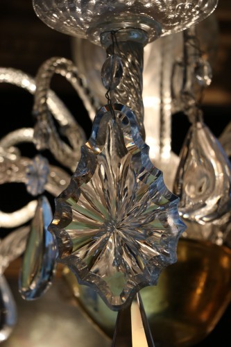 Antiquités - Lustre liégeois en cristal et verre taillé