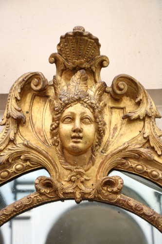 Miroir à parcloses en bois doré - Galerie Pellat de Villedon