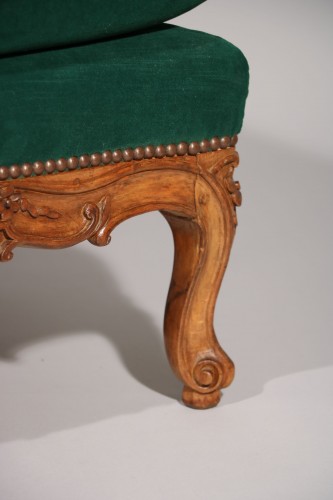Tabouret en bois naturel estampillé de Jean Boucault - Sièges Style Louis XV