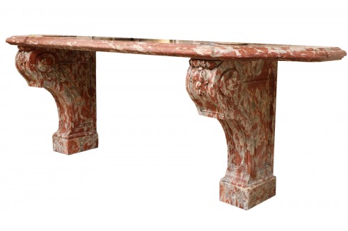 Large console in red Languedoc marble