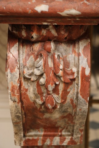 Furniture  - Large console in red Languedoc marble
