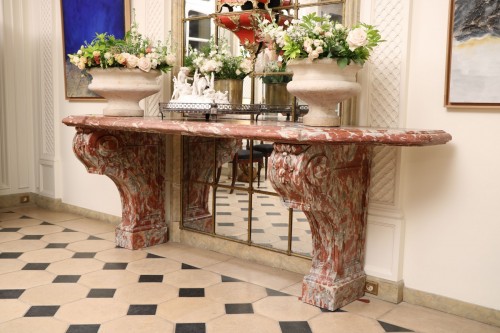 Large console in red Languedoc marble - 