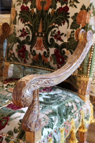 Paire de fauteuils en bois doré d'époque Louis XIV - Sièges Style Louis XIV