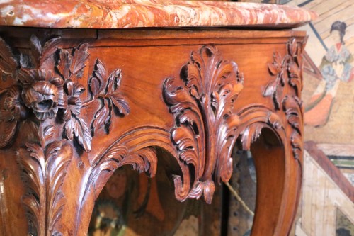 Carved walnut wood console - 