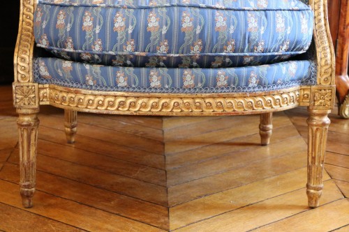 Bergère armchair in gilded wood stamped Nadal the elder - Seating Style Louis XVI
