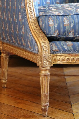 18th century - Bergère armchair in gilded wood stamped Nadal the elder