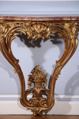 Louis XV - Paire de consoles d’applique en bois doré