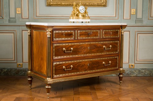 a giltbronze mounted flammed mahogany commode stamped Adam Weisweiler - Furniture Style Louis XVI