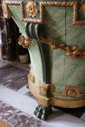 18th century - Gilded and green lacquered wood planter