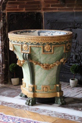 Gilded and green lacquered wood planter - Louis XVI
