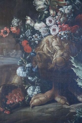 Tableaux et dessins Tableaux XVIIe siècle - Nature morte représentant un large bouquet attribuée à Andrea Belvedere